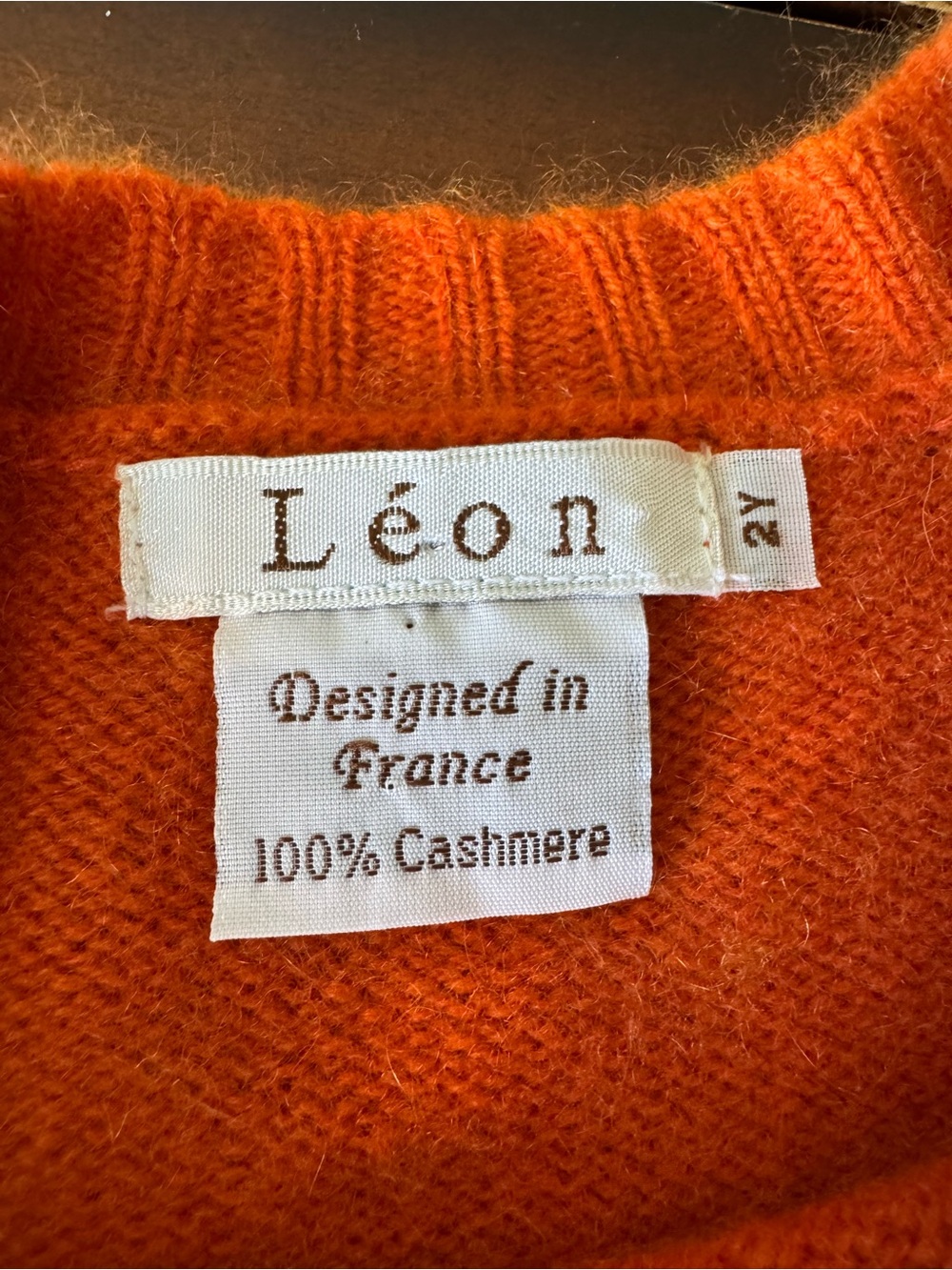 Kids 100% Cashmere Orange Sweater - Picture 2 of 3